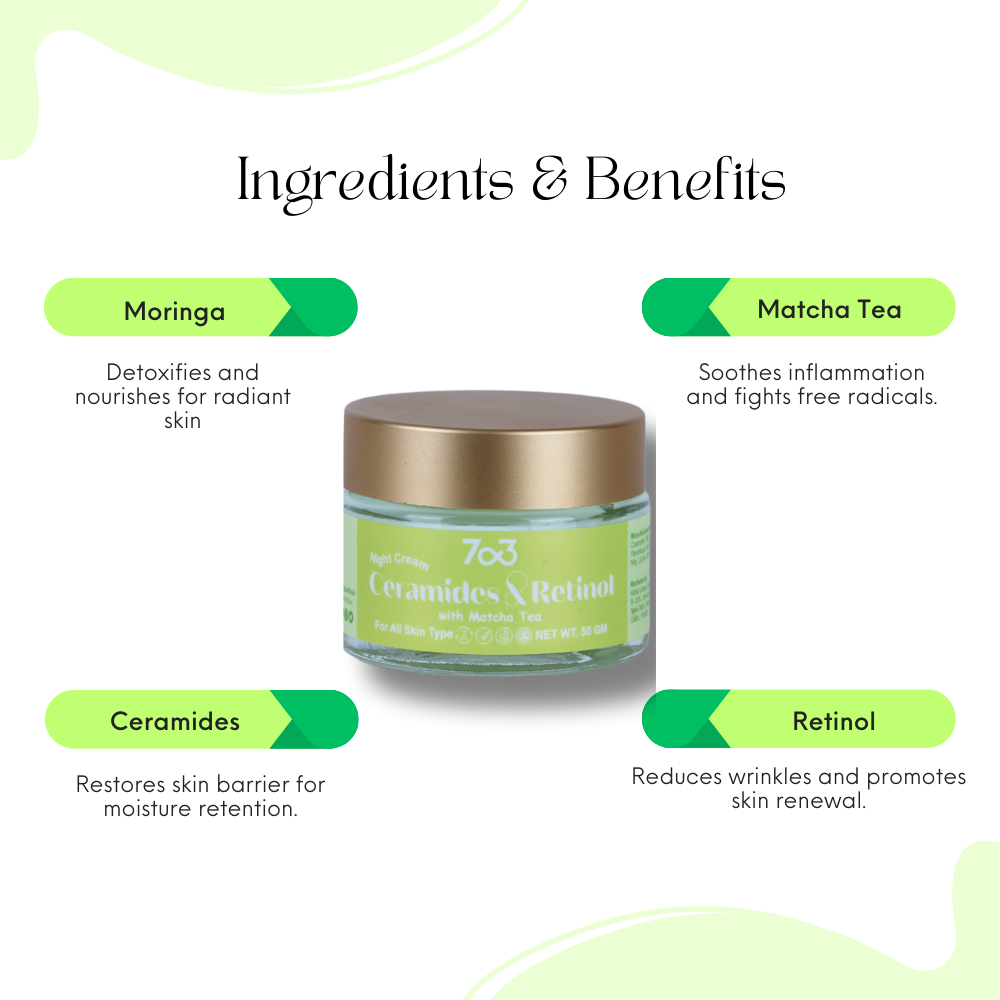 Night Cream - Ceramides, Retinol, Matcha Tea, Moringa