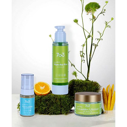 7o3 Bundle - Green Tea Face Wash And Fragrance-Free Night Cream And Niacinamide Serum for Face - Essentials Gift Kit for Men & Women